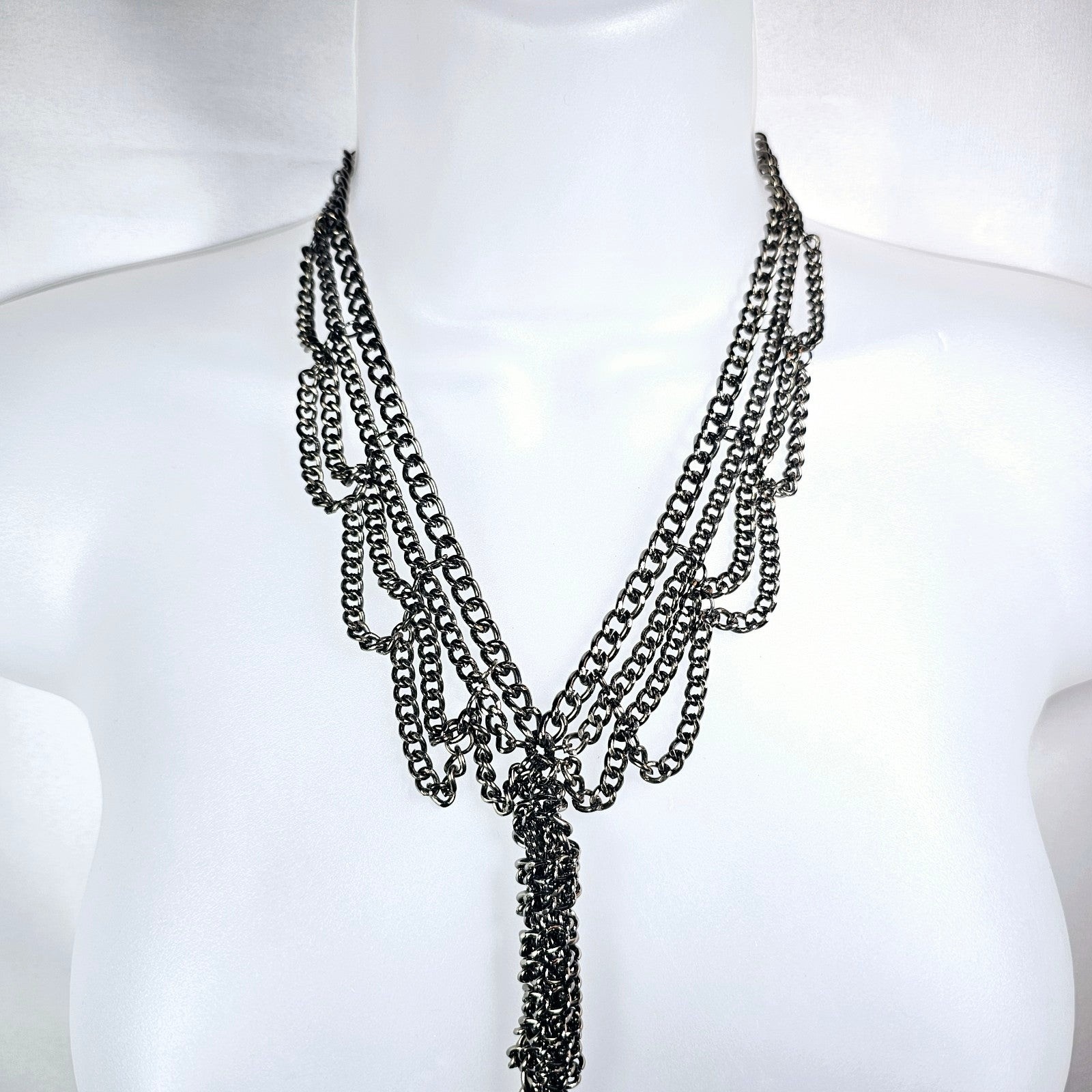 Chain Mail Necklace Steam Punk Draping Swag Fashion Statement Y Chain